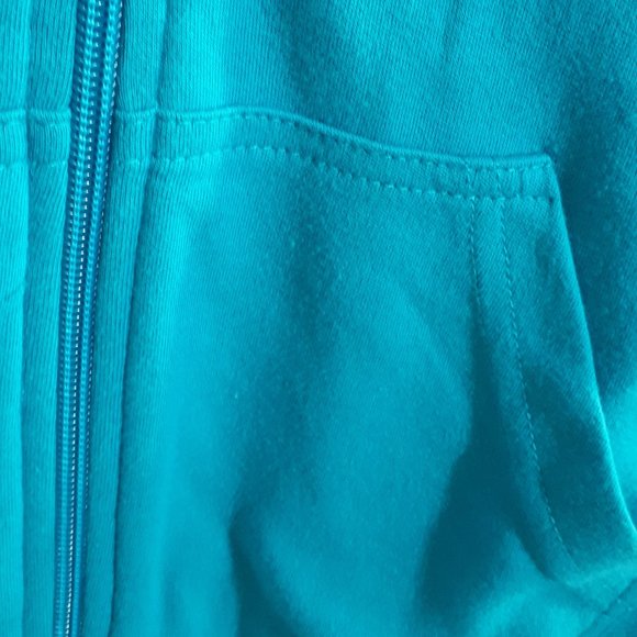 Light Zip Up Hoodie Bright Peacock Blue - Picture 3 of 6